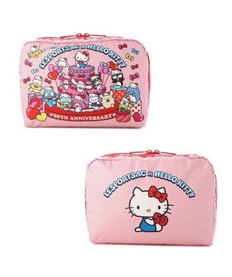 Lesportsac Hello Kitty 50th Anniversary Extra Large Rectangular Cosmetic Bag NWT