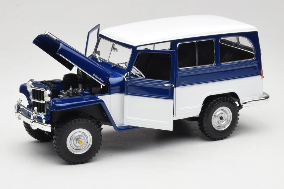 92858-R1 Willys Jeep Station Wagon Blue & White Road Signature 1:18 - Immagine 2 di 4