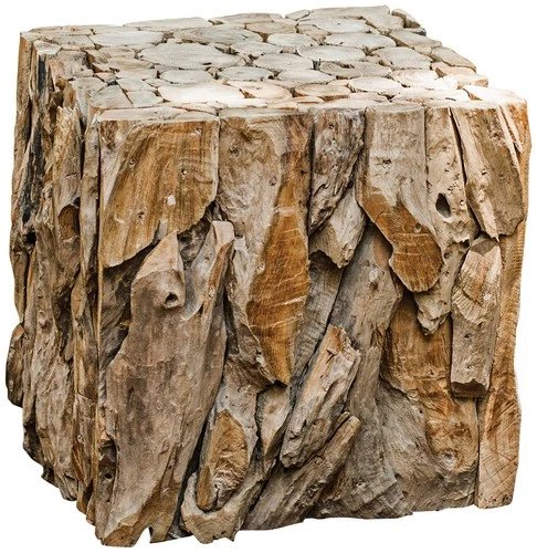 Rustic Wood Square Cube Table 17" Wide Sanded Tabletop for Living Room Bedroom - Picture 1 of 2