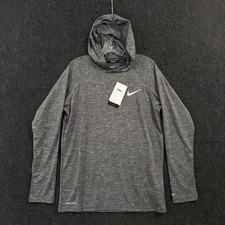 Nike Swim Hydroguard Hoodie Shirt Men's Small Black Heather Dri-Fit UPF 40 Sun