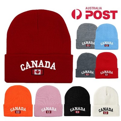 Canada Flag Embroidered Knitted Hat Maple Leaves Beanie Hat Winter Warm Souvenir