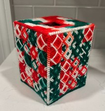 Vintage Plastic Canvas Christmas Tissue Box Cover