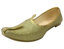 Mens Gold Glitter Wedding Shoes Formal Shoes Handmade Jooti Ethnic Jutti Mens...