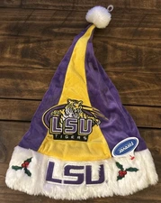 LSU TIgers Santa Hat Christmas Mistletoe Embroidery