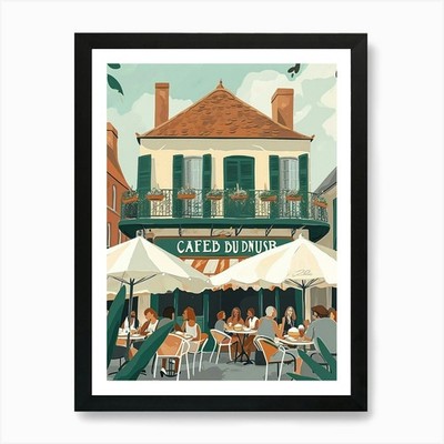 Cafe Du Monde Bilderbuch Illustratio gerahmtes Wandbild Poster Leinwanddruck Bild