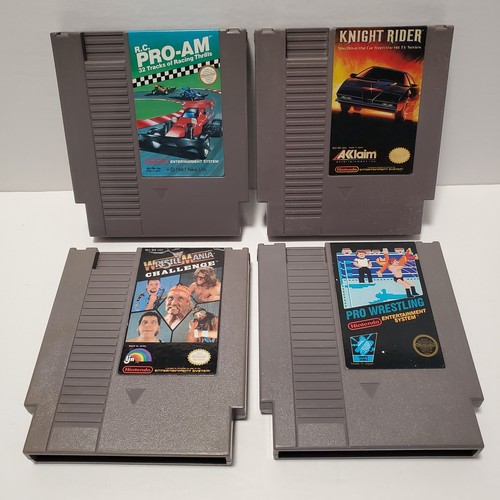 4 Nintendo NES Games Lot Wrestlemania Challenge, Pro Wrestling, Knight Rider, RC