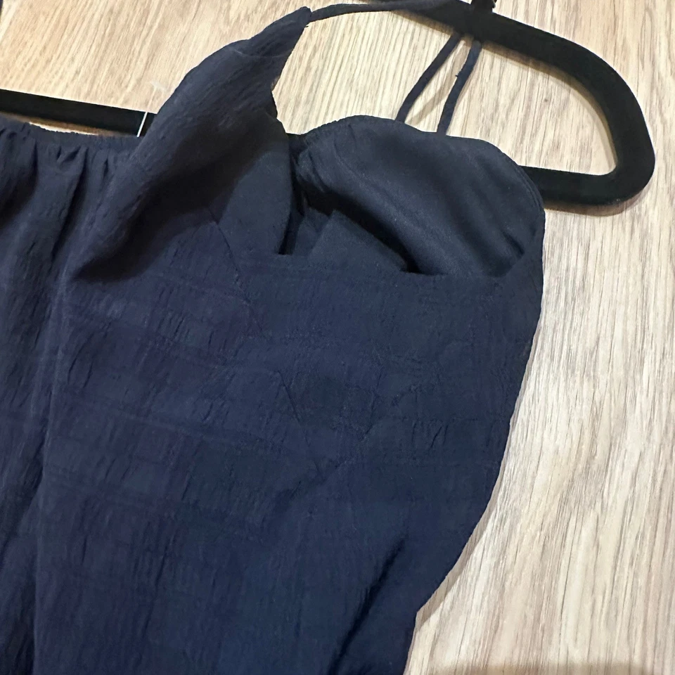 Nuevo con etiquetas Maxi Vestido Banana Republic Jacquard Cuadros Corbata Cintura L 2025 Preppy Azul Marino Foto 4 de 4