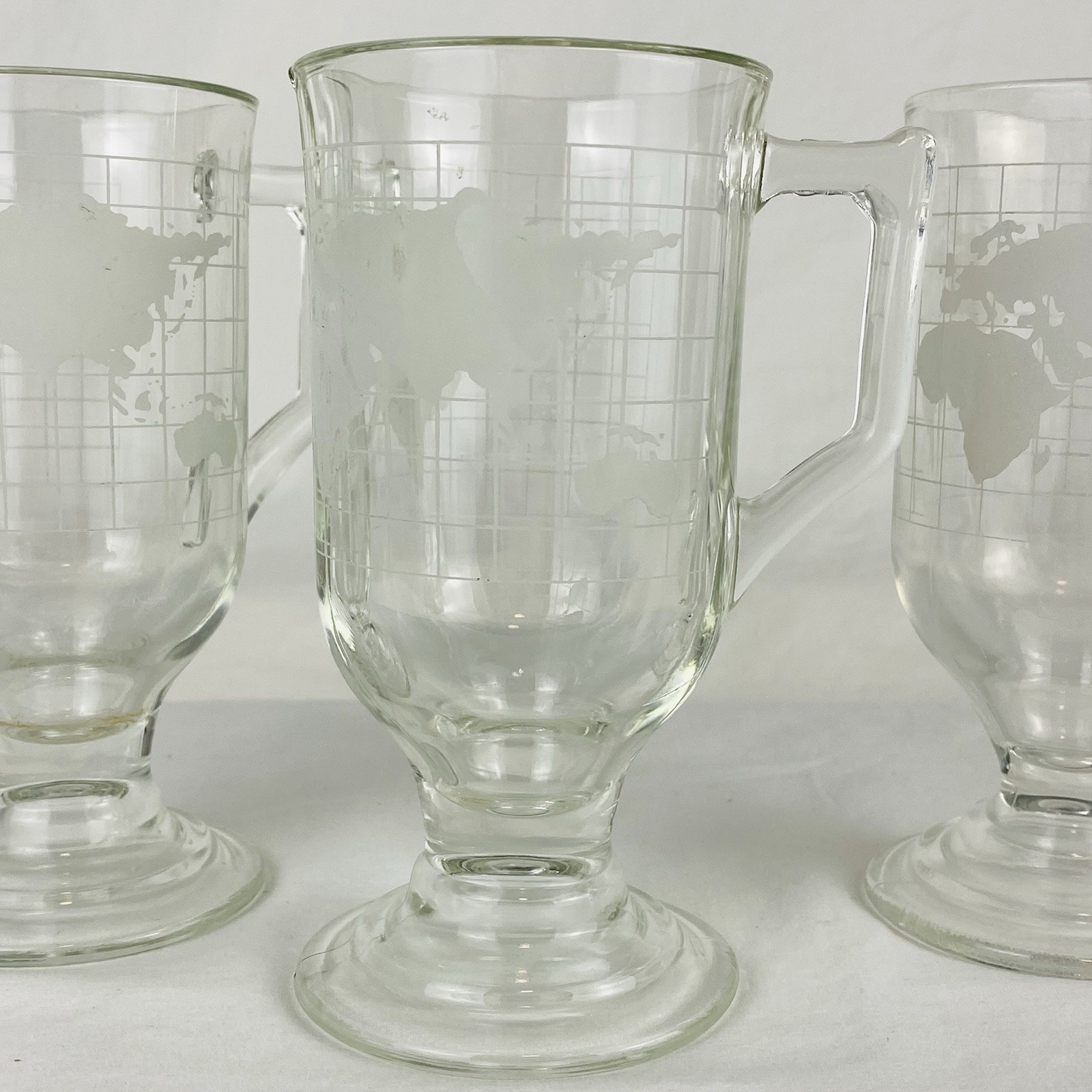 3 Vintage Nestle Nescafe "Around The World" Irish Coffee Glass Mugs 1970s