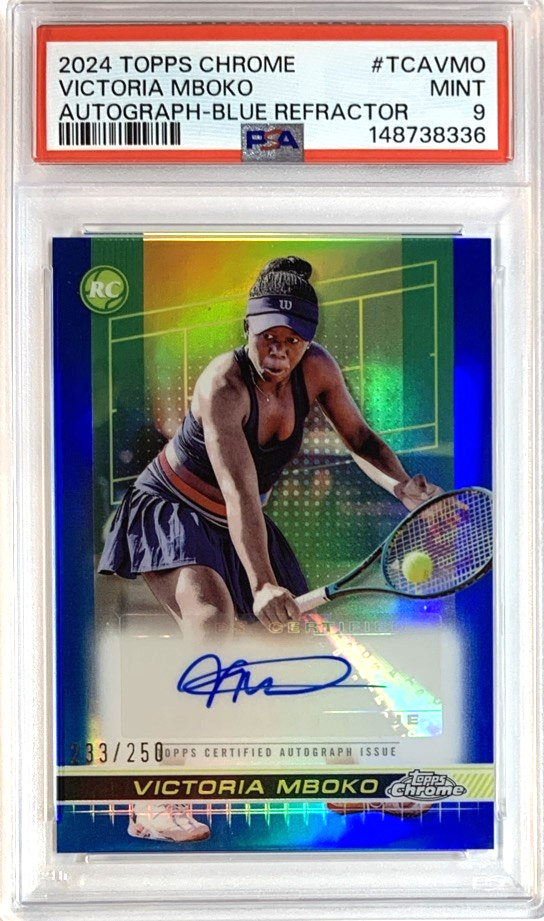 2024 TOPPS CHROME TENNIS AUTO VICTORIA MBOKO ROOKIE BLUE REFRACTOR