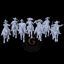 Mounted Mexican Outlaws X7 Wild West 28/32mm Wargame Diorama Miniature Set