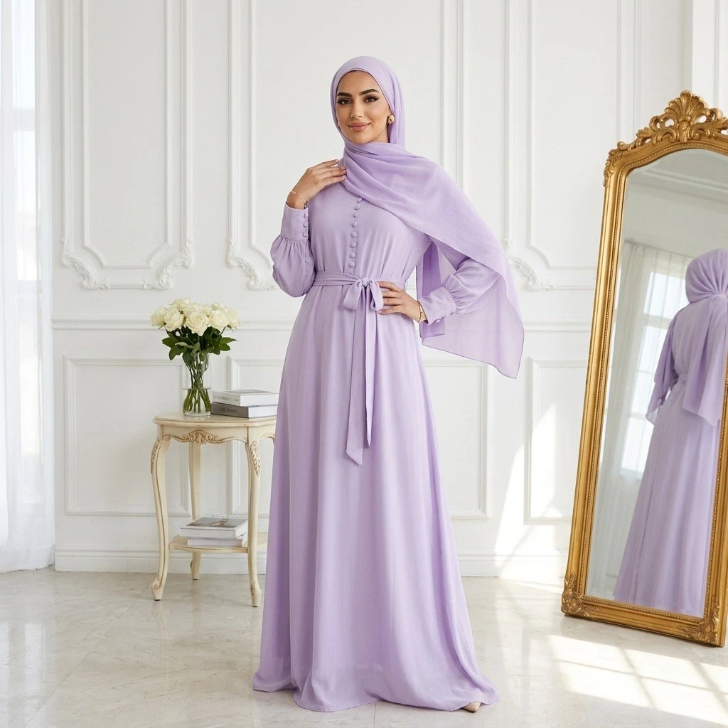 green emerald velvet dress Modest Muslim Woman's Empire Waist Shimmery Tulle Dress - 36229 main image 0