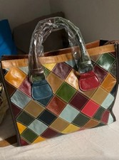 Sac Bandoulière Cuir Carreaux Multicolores - Sac à Main Tendance Femme Réglable