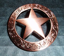 Western Equestrian Tack Brushed Copper Engraved Star 1 1/2" Conchos 6