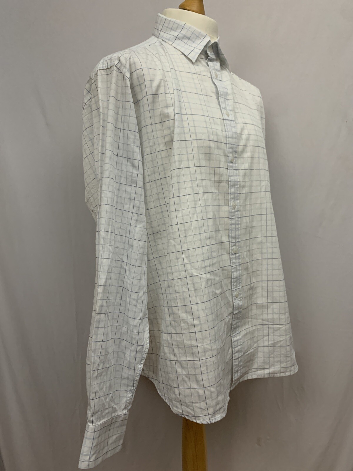 Camicia da uomo Yves Saint Laurent YSL a maniche lunghe a quadretti bianca taglia XL