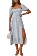 REFORMATION Women’s Meadow Midi Dress Mineral Blue Size Small $278 NEW