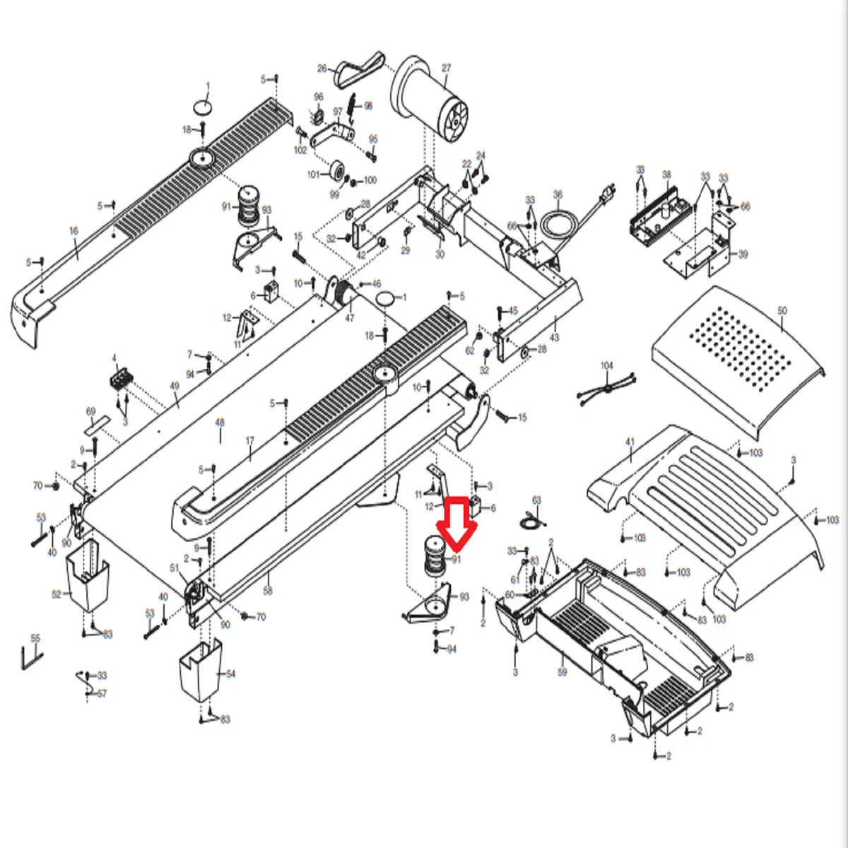 Proform 750 Prespective 1.0 LX Treadmill Deck Isolator 228794