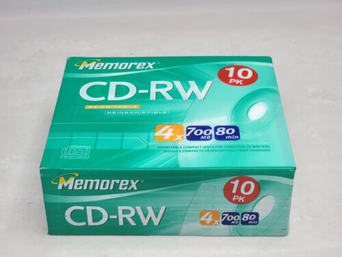 Memorex CD-RW 10 Pack 4X 700MB 80 Min Compact Discs Rewritable - New - Picture 2 of 6