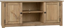 2 Door Solid Pine Natural Wax Flat Screen TV Unit W120cm x D40cm x H50.5cm PAM