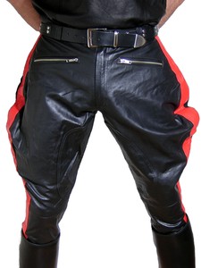 black and red leather pants 