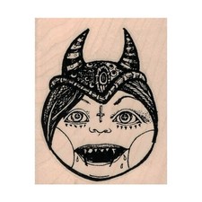 Mounted Rubber Stamp, She Devil, Demon, Devil, Steampunk, Mystical, Fantasy