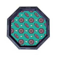 Cookies & Cream Octagon Wooden Dice Tray, Rolling Tray D&D Tabletop Board Games