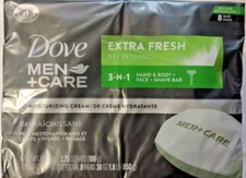 Dove Men Care Hand Body & Face + Shave Bar Soap Extra Fresh, 3.75 oz  8 ct.