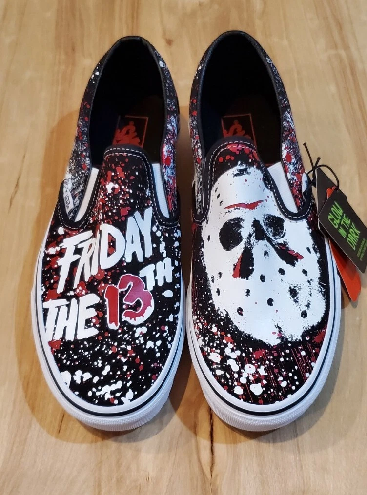 Vans x House of Terror Friday the 13th Jason Slip On GITD Shoes Sz 9