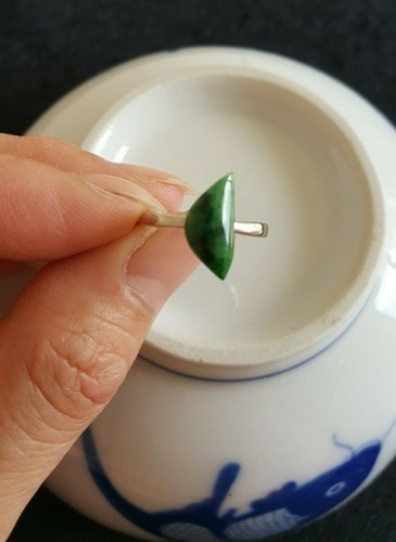 Genuine Nice Green 1.75ct Jadeite Jade(Type A) 925 Silver Ring SIZE Adjustable - Picture 11 of 12