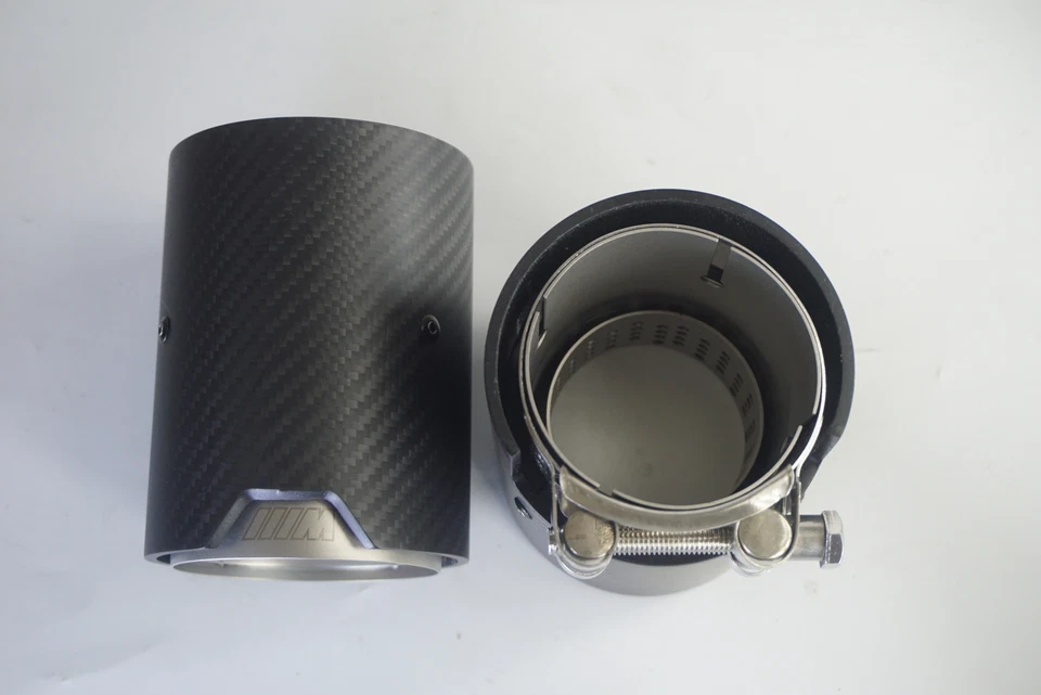 Punta de escape 2 piezas mate carbono plata para BMW M2 M3 M4 M135i M235i M140i M240i Foto 2 de 4