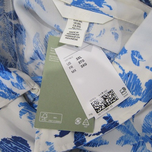 H&M Women's Size 3XL Tie-belt Shirt Dress Blue/White Floral New! - Picture 9 of 10