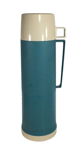 Vtg Aladdin Thermos Aqua Turquoise Glass Lined Hot & Cold Retro 60s 70s w/ Cup - 第 1/8 張圖片