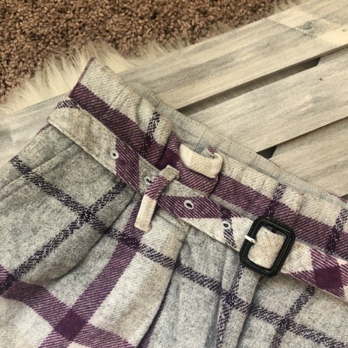 Rare Burberry Wool Plaid Purple Belted Shorts - Picture 3 of 7