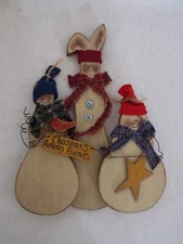 Old Homestead Inc Wood "Christmas Among Friends" Snowman Rabbit Wall Hanging