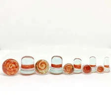 SALE - Orange Spiral Glass Single Flare Glass Plugs 2g - 5/8"
