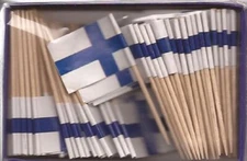 One Box of 100 Finland Toothpick Flags, 100 Small Mini International Flags