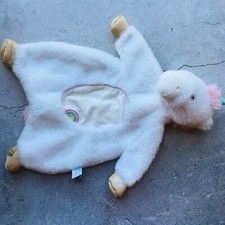 Douglas Baby Cuddle Toy White Unicorn Plush Security Blanket Lovey 18"