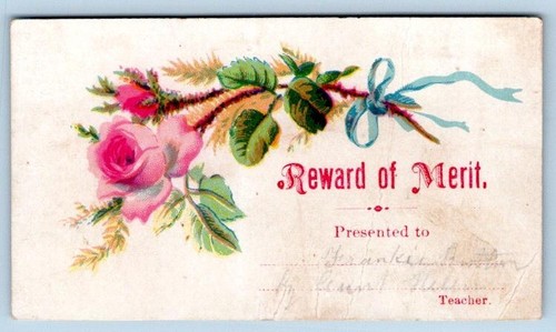 LOTE/12 TARJETAS VICTORIANAS RECOMPENSA DE MÉRITO 1880 CORTADOR BARCO NIÑA COSER FLORES++ - Imagen 12 de 15