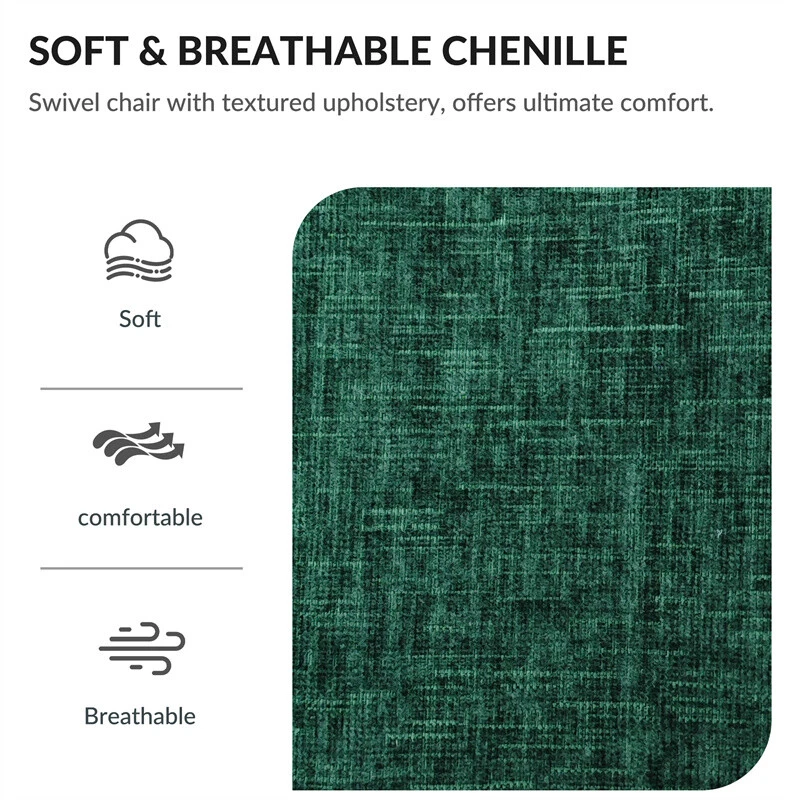 Silla giratoria con detalles, cómodas sillas de sofá individuales tapizadas de chenilla con base de madera Foto 3 de 4