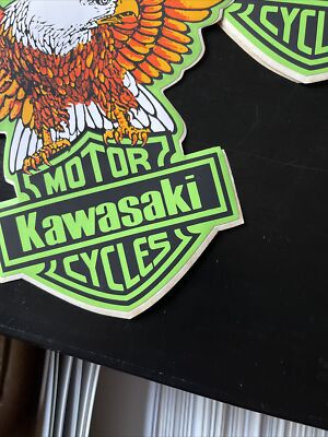 Vintage 1970s Kawasaki Motorcycles Eagle Vinyl Decal sticker 10.5