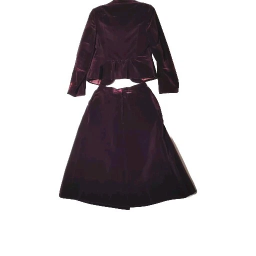 Sir For Her Conjunto de Traje Falda Terciopelo 2 Piezas Vintage Años 70 Talla 7 - Imperfecto Foto 2 de 4