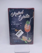 Aperol Spritz Cocktail Drink Recipe 8” x 12” Metal Tin Sign Wall Art Bar Decor