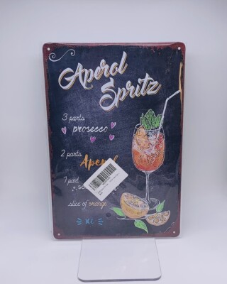 Aperol Spritz Cocktail Drink Recipe 8  x 12  Metal Tin Sign Wall Art Bar Decor