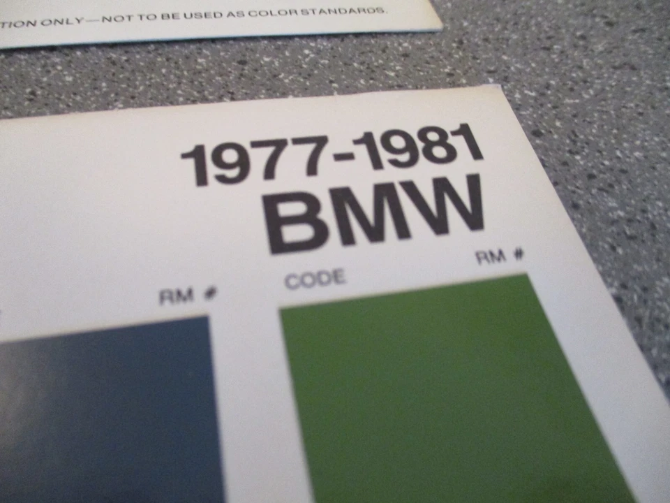 PAINT COLOR REFERENCE SAMPLE PAINT CHIPS R-M BMW  1977 TO 1984 COLOURS - Image 2 of 3