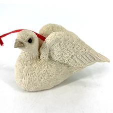 White Dove Christmas Ornament 3in Bird Resin Turtledove USA Made UDC 1993 VTG