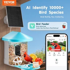 US Smart Bird Feeder with Camera, 2K HD AI Identify 10,000+ Bird Species, Sola