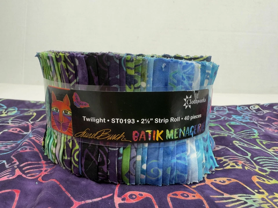 Clothworks Laurel Burch Batik Menagerie Twilight Strip Roll Charm Pack 2yd Fabri - Image 3 of 4