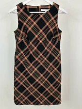 TRINA TURK NWT New Size 0 Black Plaid Women Brynne Plaid Layered Dress