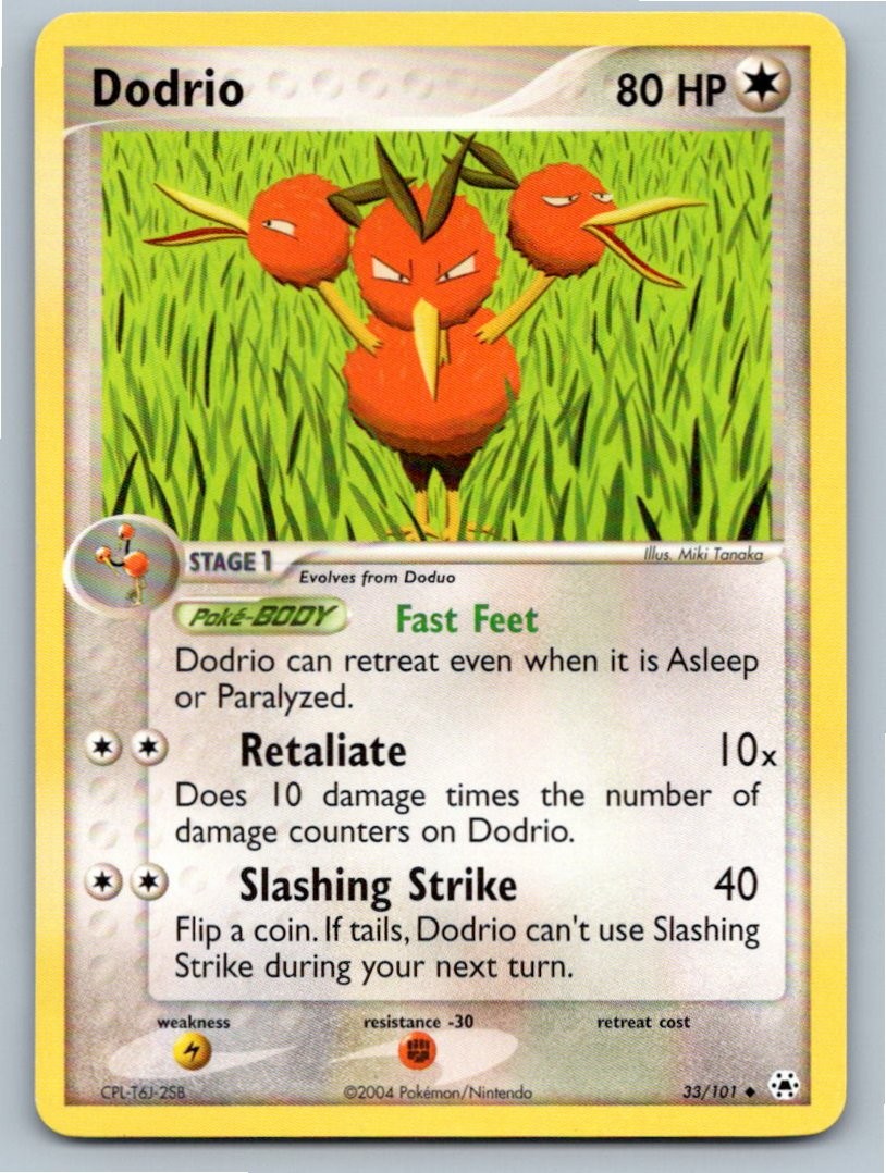 2004 POKEMON DODRIO HIDDEN LEGENDS 33/101 UC NM A63574 FREE S&H