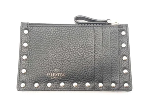 Valentino Rockstud Calfskin Zipper Top Card Holder Sd0825crsa