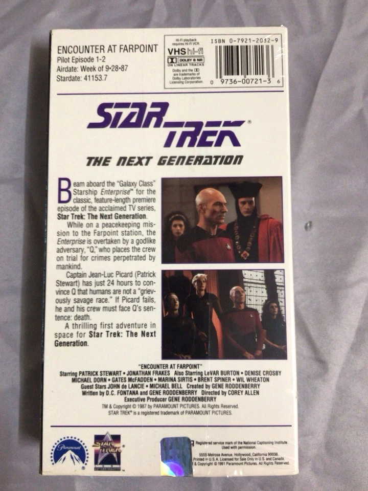 Star Trek The Next Generation VHS Pilot Episode 1-2 Encounter At Farpoint w adv - Image 3 of 4